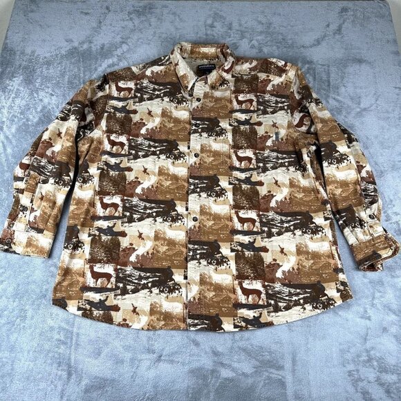 Woolrich Men’s Brown Wildlife Barley Outdoor Flannel Fishing Hunt Shirt Size 2XL - Picture 1 of 7